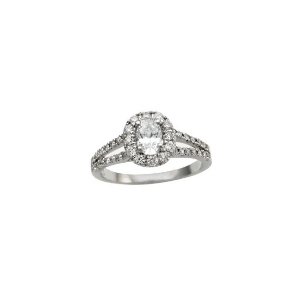 14K White Gold Oval Halo Engagement Ring Orin Jewelers Northville, MI