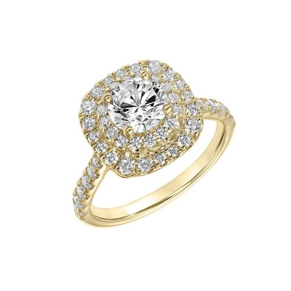 Lady's 14k Yellow Gold Double Row Diamond Halo Engagement Ring W/43 Diamonds Orin Jewelers Northville, MI