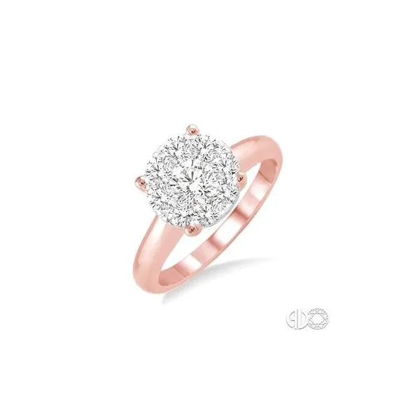 Lady's 14 Karat Rose Gold Engagement Ring With 9 Diamonds Orin Jewelers Northville, MI