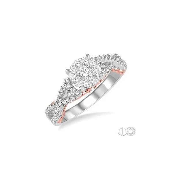 14k White & Rose Gold Engagement Ring With 59 Diamonds Orin Jewelers Northville, MI