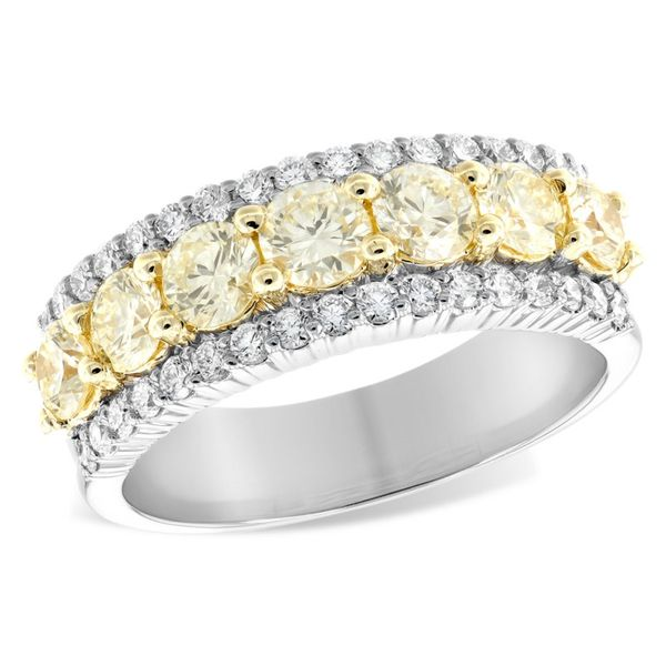 Lady's 14K Two Tone White & Yellow Gold Wedding Band w/7 Yellow Diamonds & 34 White Diamonds Orin Jewelers Northville, MI