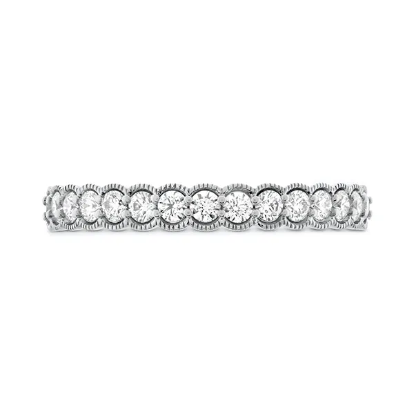 Lady's 18K White Gold Isabelle Milgrain Wedding Band W/16 HOF Diamonds Orin Jewelers Northville, MI