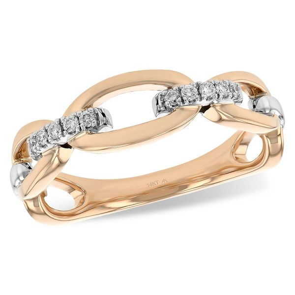 Lady's 14K Two Tone Rose & White Gold Wedding Band w/10 Diamonds Orin Jewelers Northville, MI