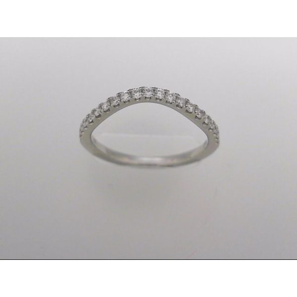 Lady's 14 Karat White Gold Curved Wedding Band With 21 Diamonds Orin Jewelers Northville, MI