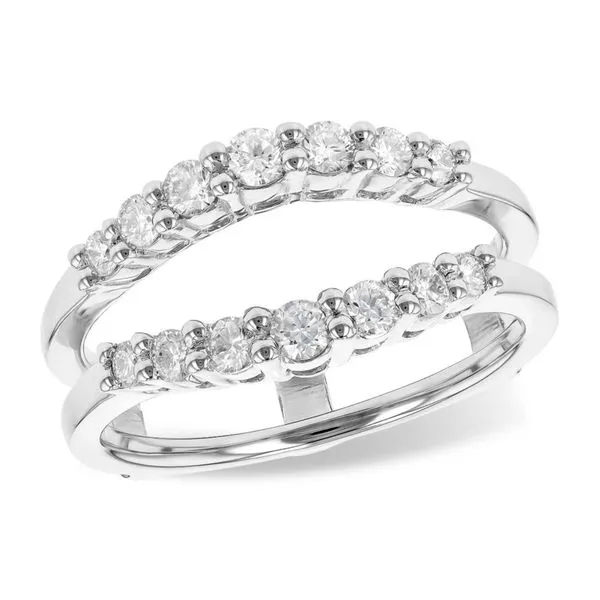 Lady's 14 Karat White Gold Wedding Band/Guard  With Diamonds Orin Jewelers Northville, MI