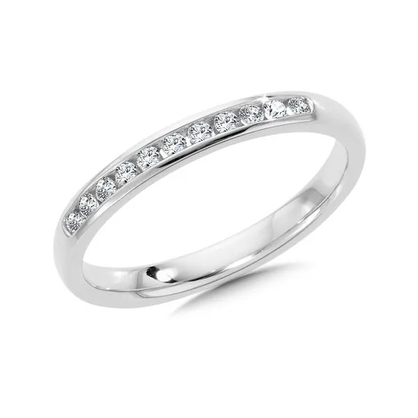 Lady's 14 Karat White Gold Channel Set Wedding Band With 11 Diamonds Orin Jewelers Northville, MI