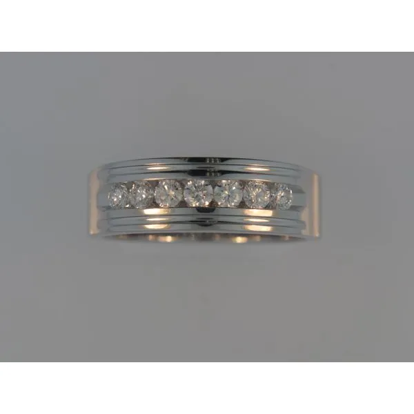 Gent's 18K White Gold Wedding Band w/7 Diamonds Orin Jewelers Northville, MI