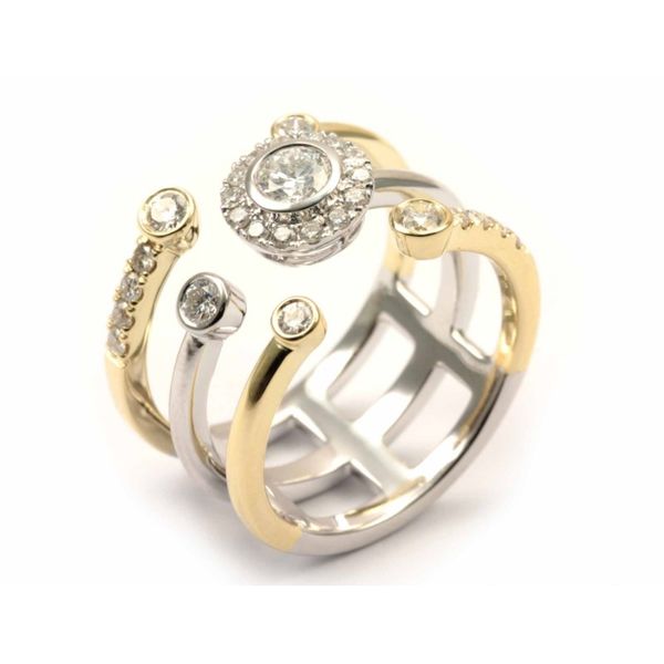 Lady's 14 Karat Two Tone Triple Shank Fashion Ring With Diamonds Orin Jewelers Northville, MI