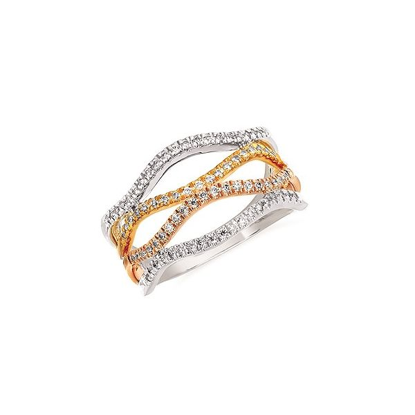 Lady's 14 Karat Tri Tone Fashion Ring With 80 Diamonds Orin Jewelers Northville, MI