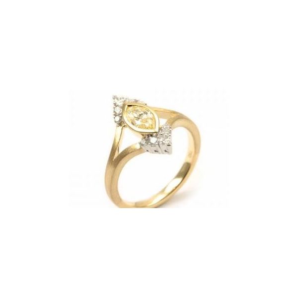 Lady's 18 Karat Two Tone Fashion Ring With 11 Diamonds Orin Jewelers Northville, MI