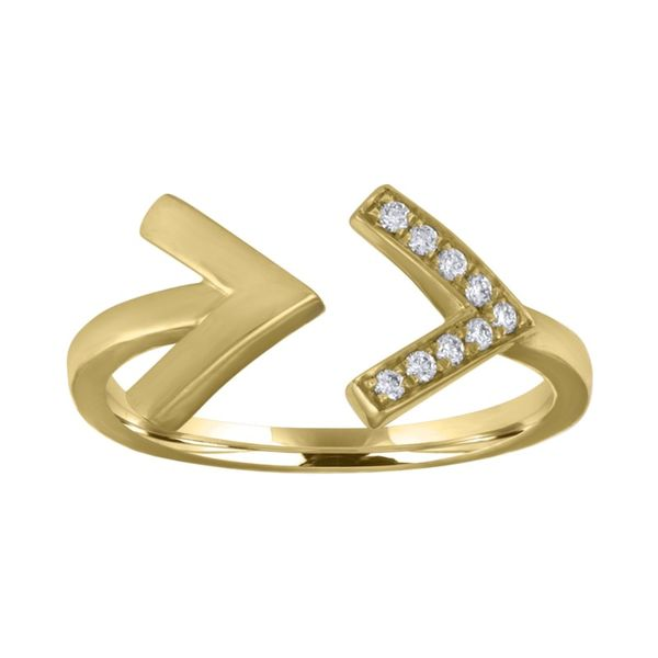 Lady's 14K Yellow Gold Chevron Gap Ring W/9 Diamonds Orin Jewelers Northville, MI