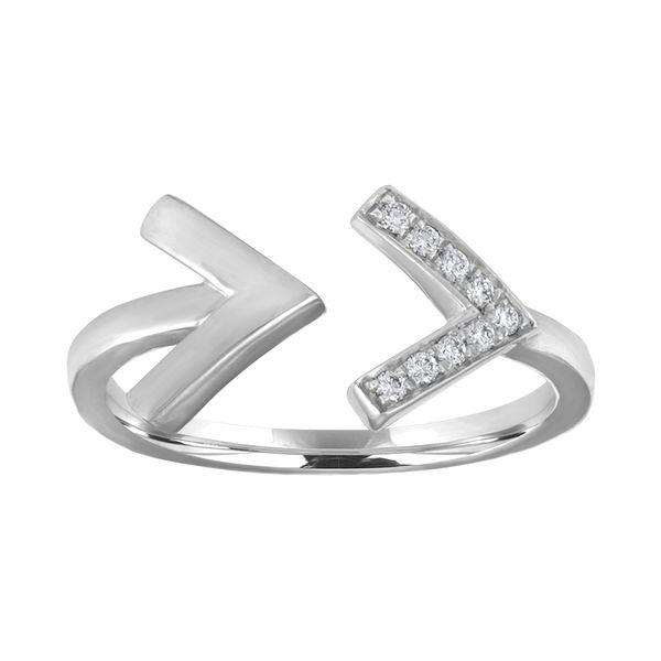 Lady's 14K White Gold Chevron Gap Ring W/9 Diamonds Orin Jewelers Northville, MI