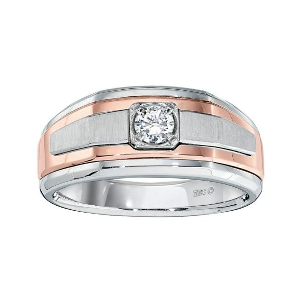 Gent's 14K White & Rose Gold Two Tone Fashion Ring W/1 Diamond Orin Jewelers Northville, MI