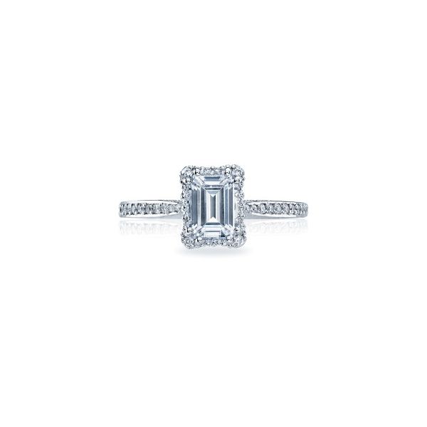 Lady's 18K White Gold Ring Mounting w/52 Diamonds & CZ Center Orin Jewelers Northville, MI