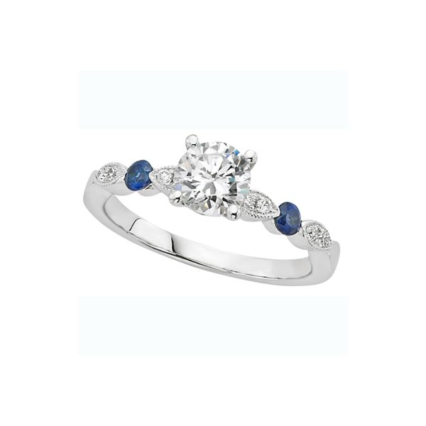 14k White Gold Mounting w/2 Sapphires & 8 Diamonds Orin Jewelers Northville, MI