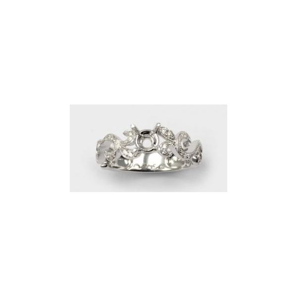 Lady's 18K White Gold Ring Mounting W/30 Diamonds Orin Jewelers Northville, MI