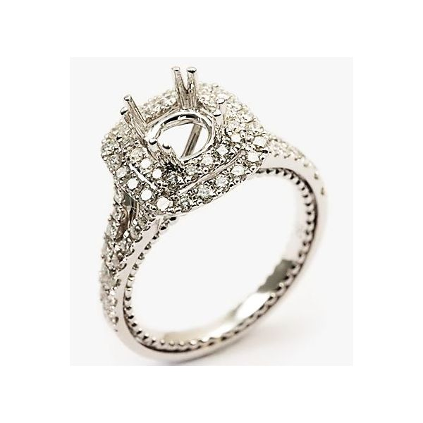 Lady's 18K White Gold Ring Mounting W/66 Diamonds Orin Jewelers Northville, MI