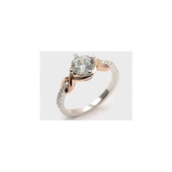Lady's 18K Two Tone Rose & White Gold Ring Mounting W/12 Diamonds Orin Jewelers Northville, MI