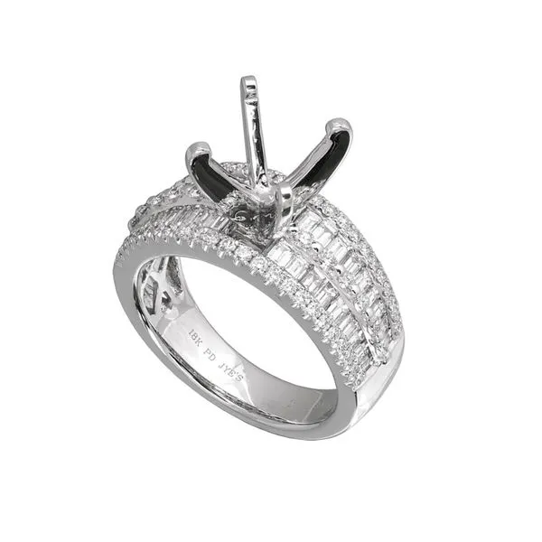 Lady's 18K White Gold Ring Mounting W/96 Diamonds Orin Jewelers Northville, MI