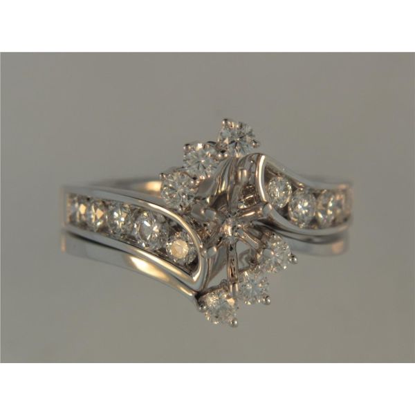Lady's 14K White Gold Ring Mounting w/Matching Wedding Band w/16 Diamonds Orin Jewelers Northville, MI