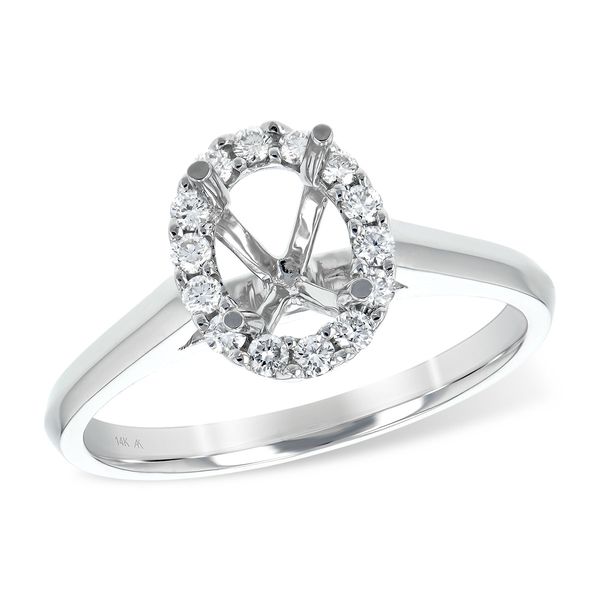 Lady's 14K White Gold Ring Mounting w/14 Diamonds Orin Jewelers Northville, MI