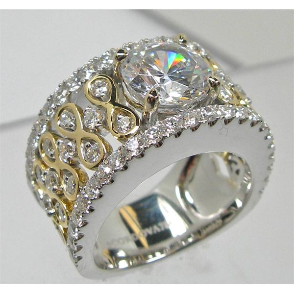 Lady's 18K Two Tone Yellow & White Gold Ring Mounting w/76 Diamonds Orin Jewelers Northville, MI