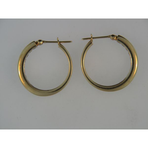 Lady's 14K Yellow Gold Hoop Earrings w/Diamonds Orin Jewelers Northville, MI