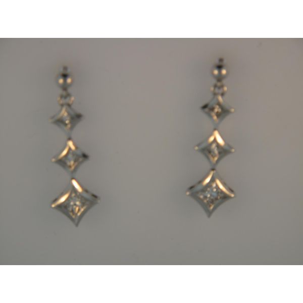 Lady's 18K White Gold Dangle Earrings w/6 Diamonds Orin Jewelers Northville, MI