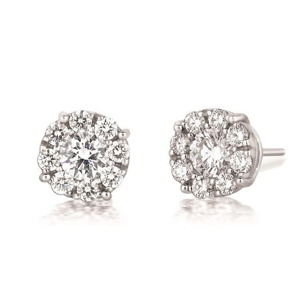 Lady's 18K White Gold Cluster Earrings w/18 Diamonds Orin Jewelers Northville, MI