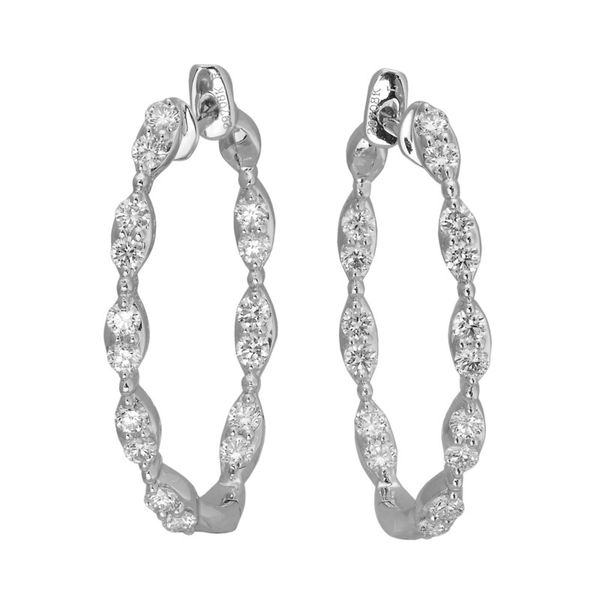 Lady's 18K White Gold Hoop Earrings With 1.06Tw Diamonds Orin Jewelers Northville, MI