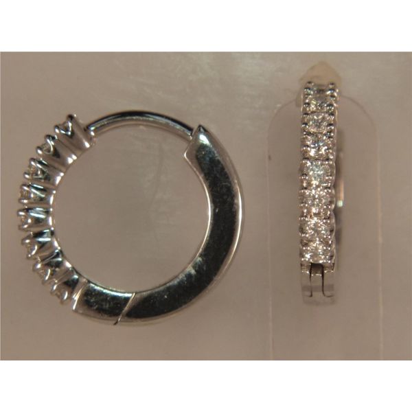Lady's 14K White Gold Huggie Earrings W/16 Diamonds Orin Jewelers Northville, MI