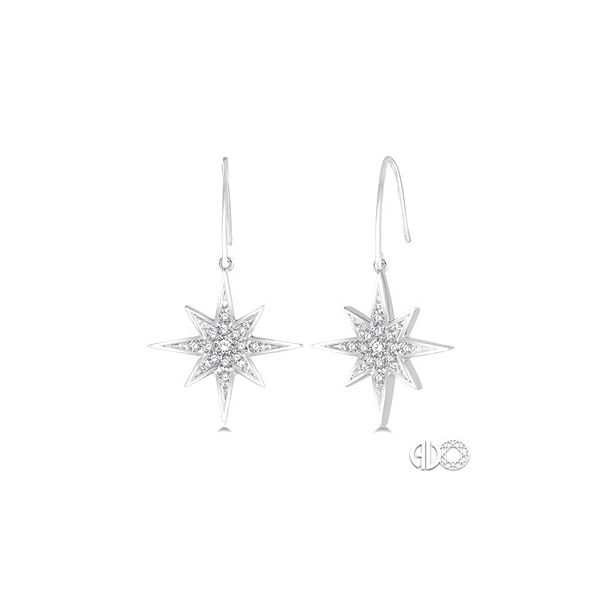 Lady's 14K White Gold Star Earrings w/26 Diamonds Orin Jewelers Northville, MI