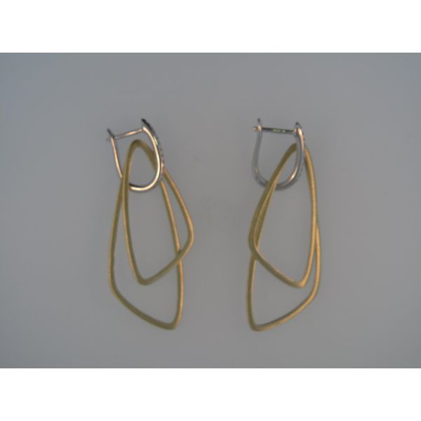 Lady's 14K Two Tone Gold Trilong Earrings W/20 Diamonds Orin Jewelers Northville, MI
