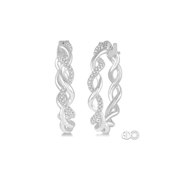 14k White Gold Twisted Hoop Earrings w/80 Diamonds Orin Jewelers Northville, MI