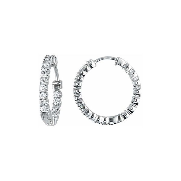 Lady's 14K White Gold Inside Out Hoop Earrings w/40 Diamonds Orin Jewelers Northville, MI