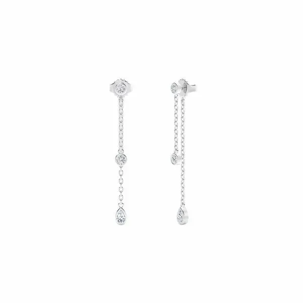 Forevermark Tribute Collection Pear and Round Dangle Earrings Orin Jewelers Northville, MI