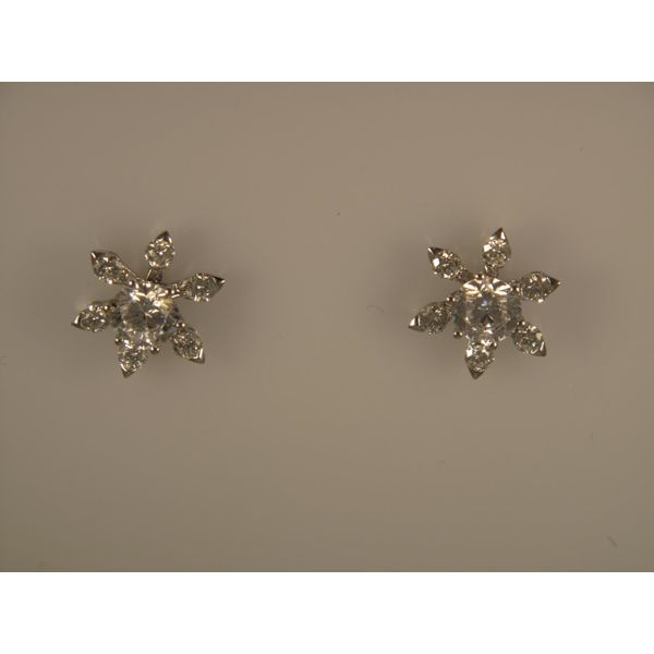 Lady's 14K White Gold Earrings & Jackets w/2 CZs & 12 Diamonds Orin Jewelers Northville, MI
