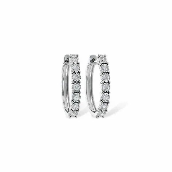 Lady's 14K White Gold Hoop Earrings w/14 Diamonds Orin Jewelers Northville, MI