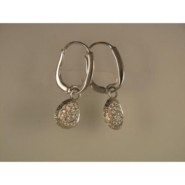 Lady's 18K White Gold Pebbles Trilliant Charm Earrings w/34 Diamonds Orin Jewelers Northville, MI