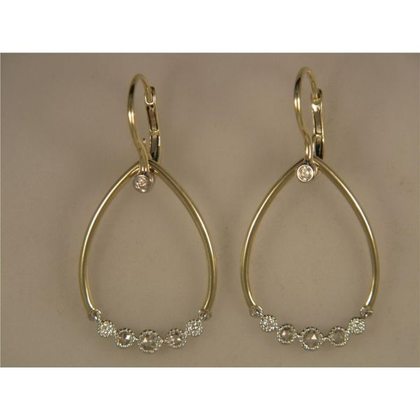 Lady's 14K Two Tone Yellow & White Gold Tango Earrings w/12 Diamonds Orin Jewelers Northville, MI