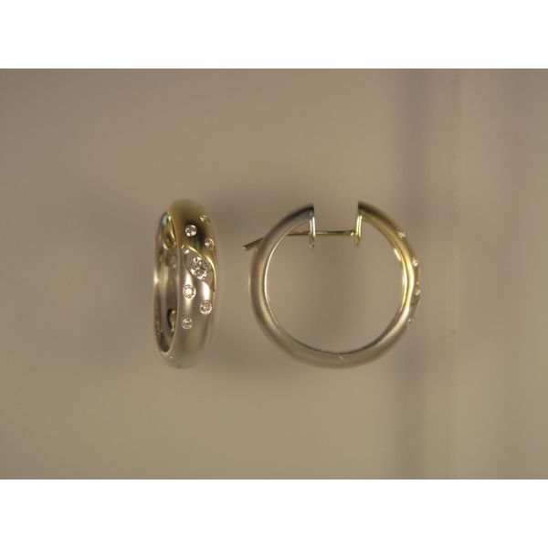 Lady's 14K Two Tone White & Yellow Gold Hoop Earrings w/14 Diamonds Orin Jewelers Northville, MI