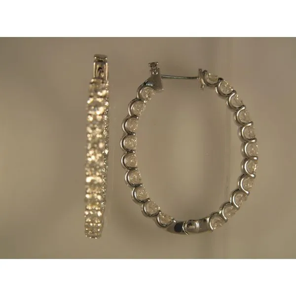 Lady's 18K White Gold Inside Out Hoop Earrings w/40 Diamonds Orin Jewelers Northville, MI