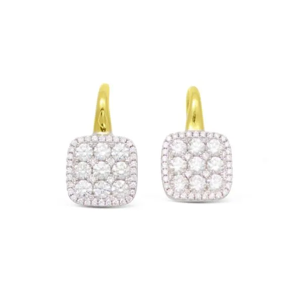 18 Karat Two Tone Yellow & White Gold Earrings With 90 Diamonds Orin Jewelers Northville, MI