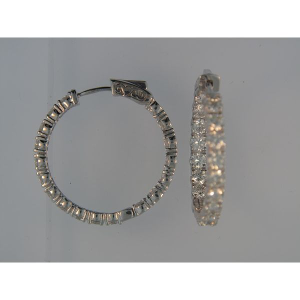 Lady's 14K White Gold Inside Out Hoop Earrings w/36 Diamonds Orin Jewelers Northville, MI