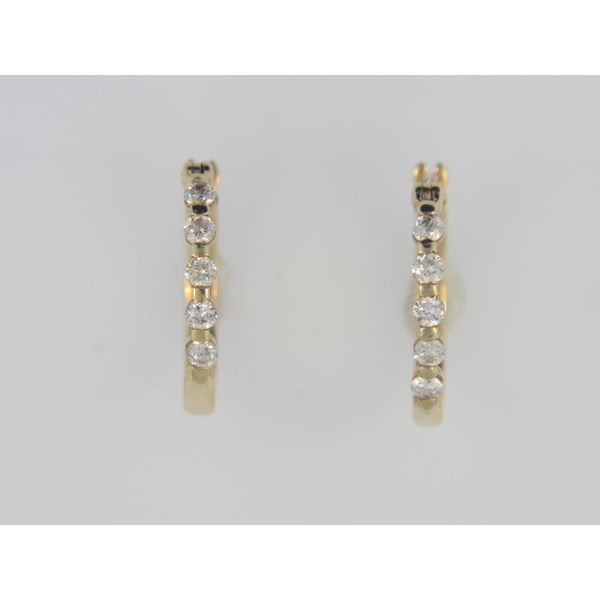 14 Karat Yellow Gold Hoop Earrings With 10 Diamonds Orin Jewelers Northville, MI