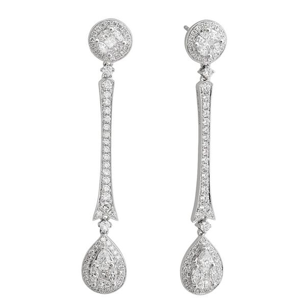 18k White Gold Earrings With Multiple Shape Diamonds Orin Jewelers Northville, MI