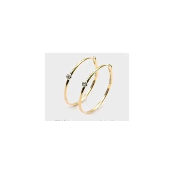 Lady's Yellow Gold 14 Karat Large Hoop Earrings With 2 Diamonds Orin Jewelers Northville, MI