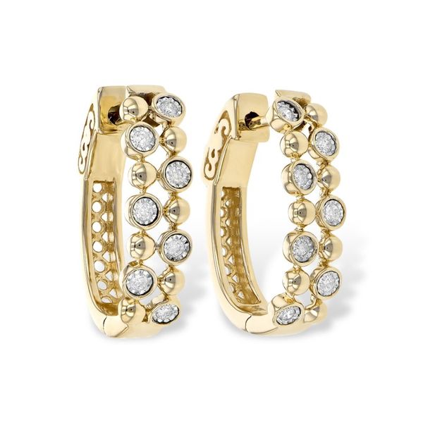 Lady's 14K Yellow Gold Hoop Earrings w/14 Diamonds Orin Jewelers Northville, MI