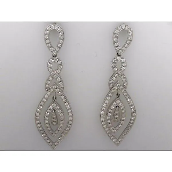 Lady's White Gold 18 Karat Drop Earrings With 180 Diamonds Orin Jewelers Northville, MI