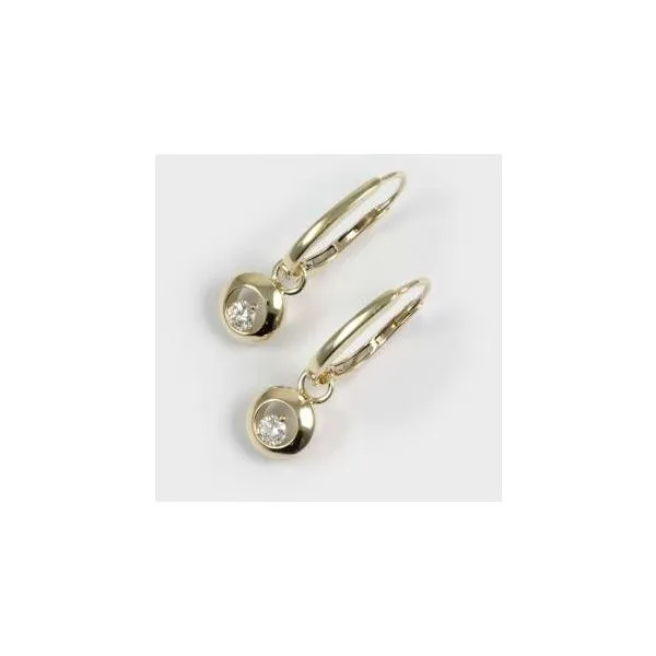 Lady's Yellow Gold 14 Karat Drop Earrings With 2 Diamonds Orin Jewelers Northville, MI